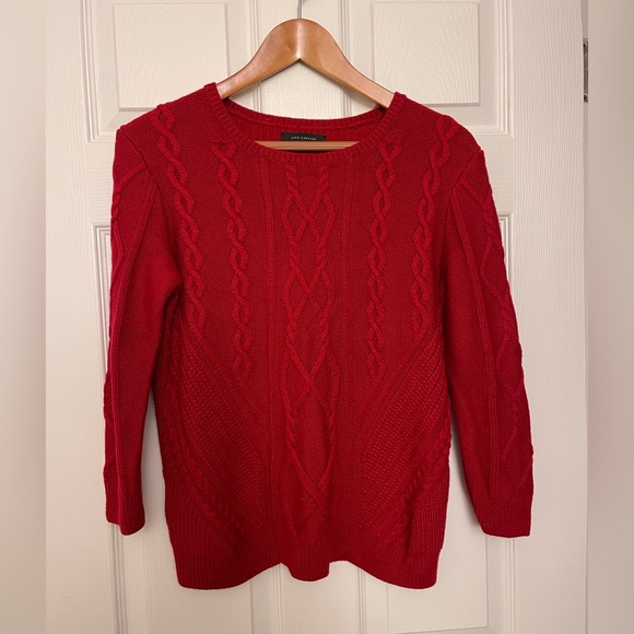Ann Taylor Vibrant Red Cable Knit Sweater - Picture 1 of 5